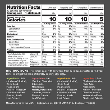 LMNT Zero Sugar Electrolytes - Variety Pack | Drink Mix | 12-Count Drink LMNTBuy Supplements Australia