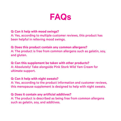 Pink Stork Menopause Support for Women - Hot Flash, Mood, Sleep, Weight, Cortisol & Hormonal Balance - Vegan, Estrogen-Free Perimenopause Relief - Ashwagandha, Maca - 60 Capsules Pink StorkBuy Supplements Australia