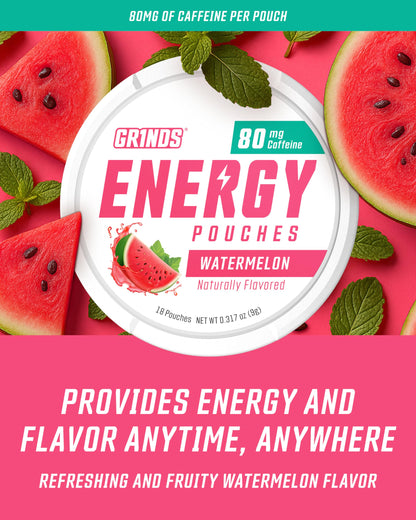 GRINDS Pouches Performance Sampler Pack - Includes Watermelon Energy, Caffeine-Free Piña Colada and Blue Raspberry Nootropic Pouches - Sugar-Free - Zero Calories GRINDSBuy Supplements Australia