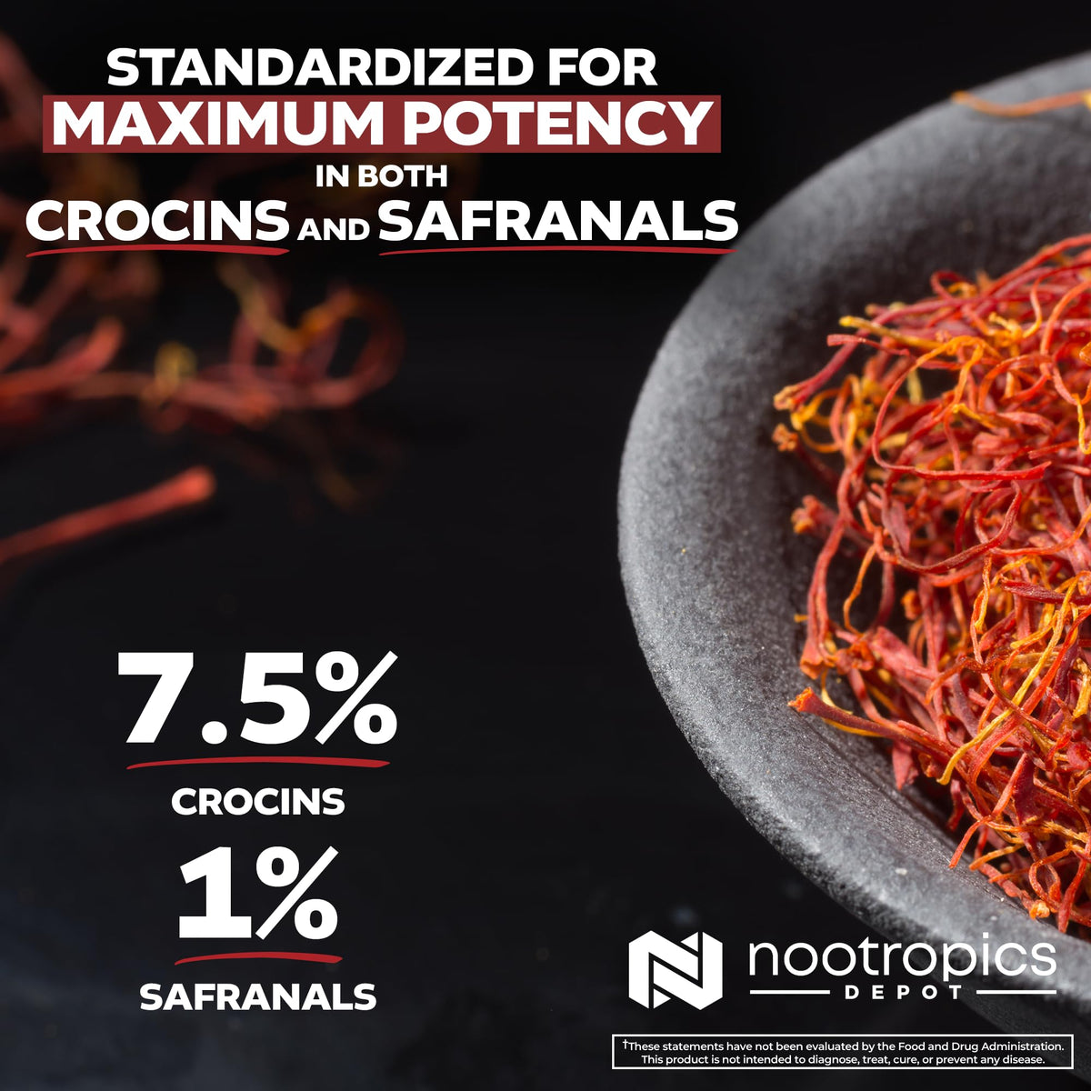 Nootropics Depot High Potency Saffron Extract Capsules | 30mg | Minimum 7.5% Crocins and 1% Safranals | Crocus sativus | 60 ct Nootropics DepotBuy Supplements Australia