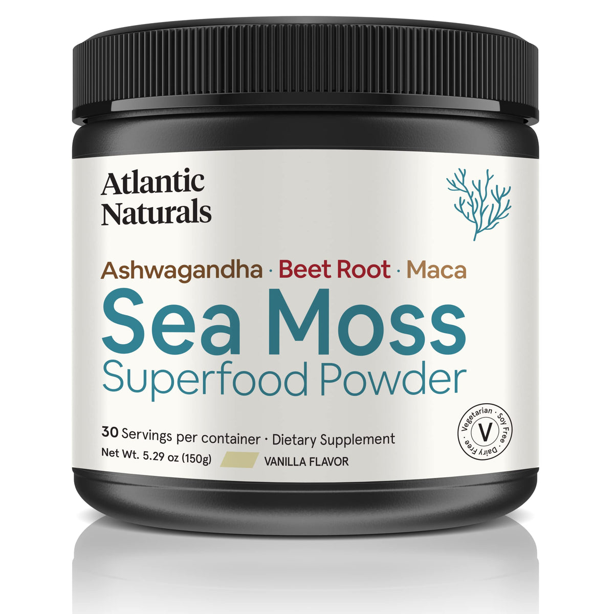 Organic Sea Moss Superfood Powder with Ashwagandha, Beet Root, and Maca Atlantic NaturalsBuy Supplements Australia