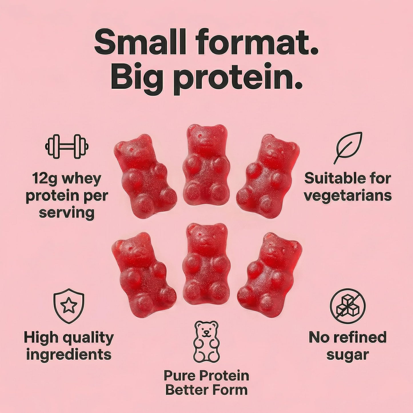 FUELE+ Protein Gummies – 12g High Protein Snack, Mixed Berry Flavor, No Added Sugar, Whey Protein Gummies, Supports Muscle Recovery, Post Workout Supplement