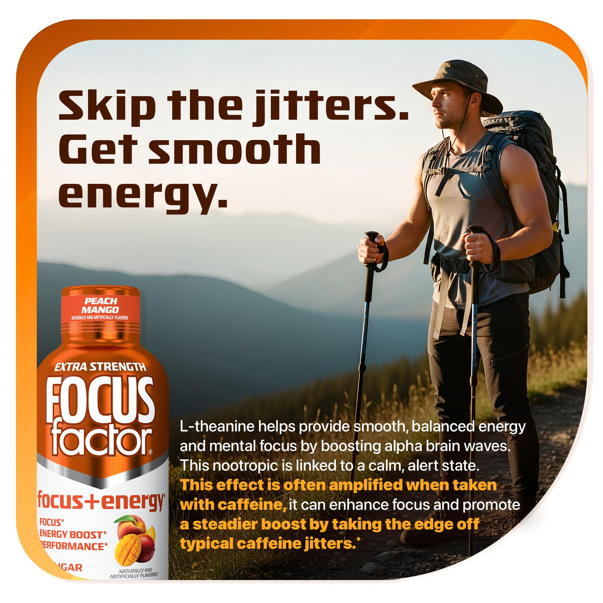 Focus Factor Extra Strength Focus + Energy Shots - 12 x 2oz Bottles (Peach Mango Flavor) - Powered by Nootropics with Caffeine, L-Theanine, Ginkgo, Bacopa, L-Tyrosine, Alpha GPC Focus FactorBuy Supplements Australia