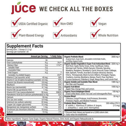 JUCE Reds Organic Superfood Powder - Garden Berry Flavor | Fruit and Veggie Powder Terra Kai OrganicsBuy Supplements Australia