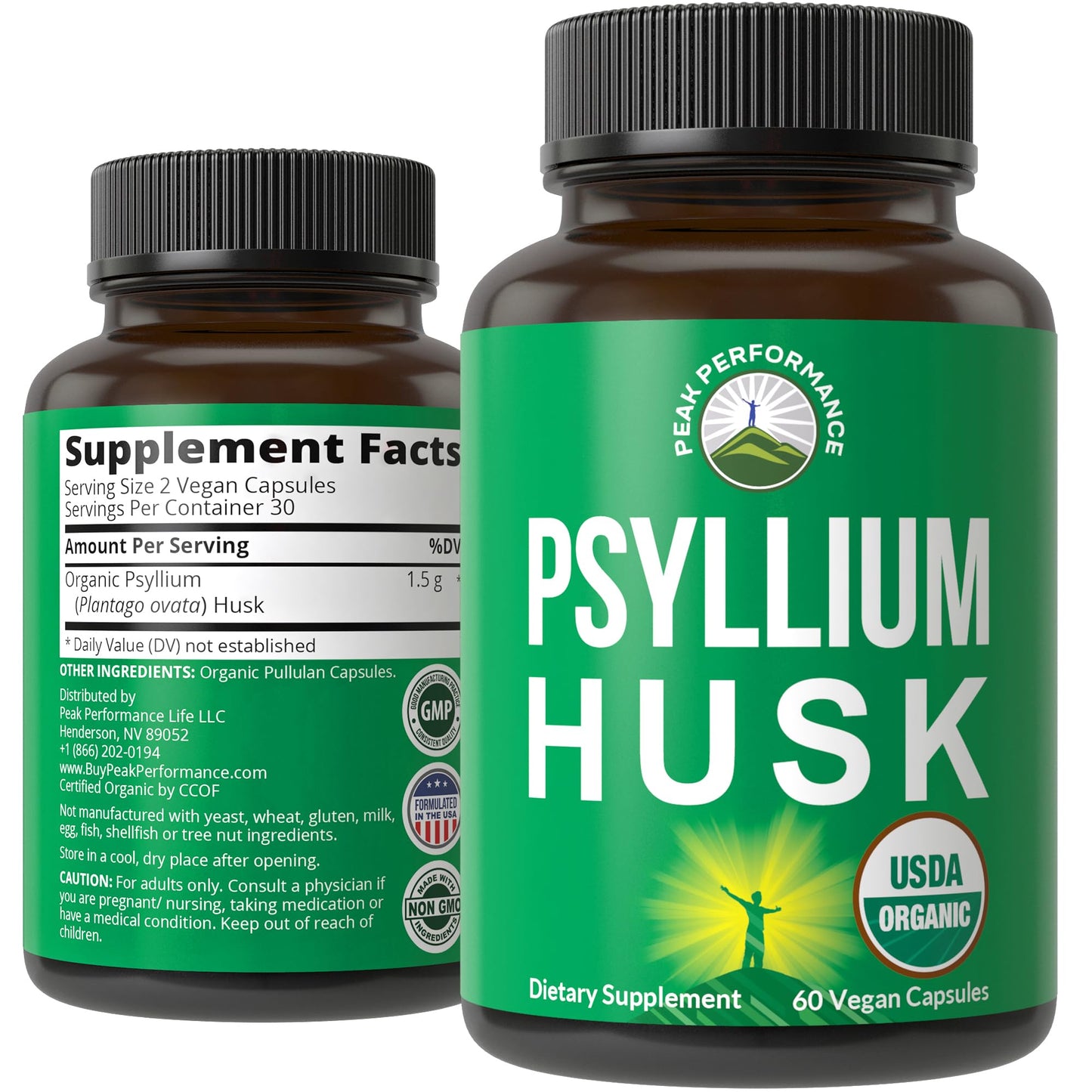 USDA Organic Psyllium Husk Vegan Capsules Made with Organic Psyllium Husk Seed. Fiber Supplement for Gut. Digestive Prebiotics. Pills for Digestion, Roughage Without Bloating. Tablets Peak PerformanceBuy Supplements Australia