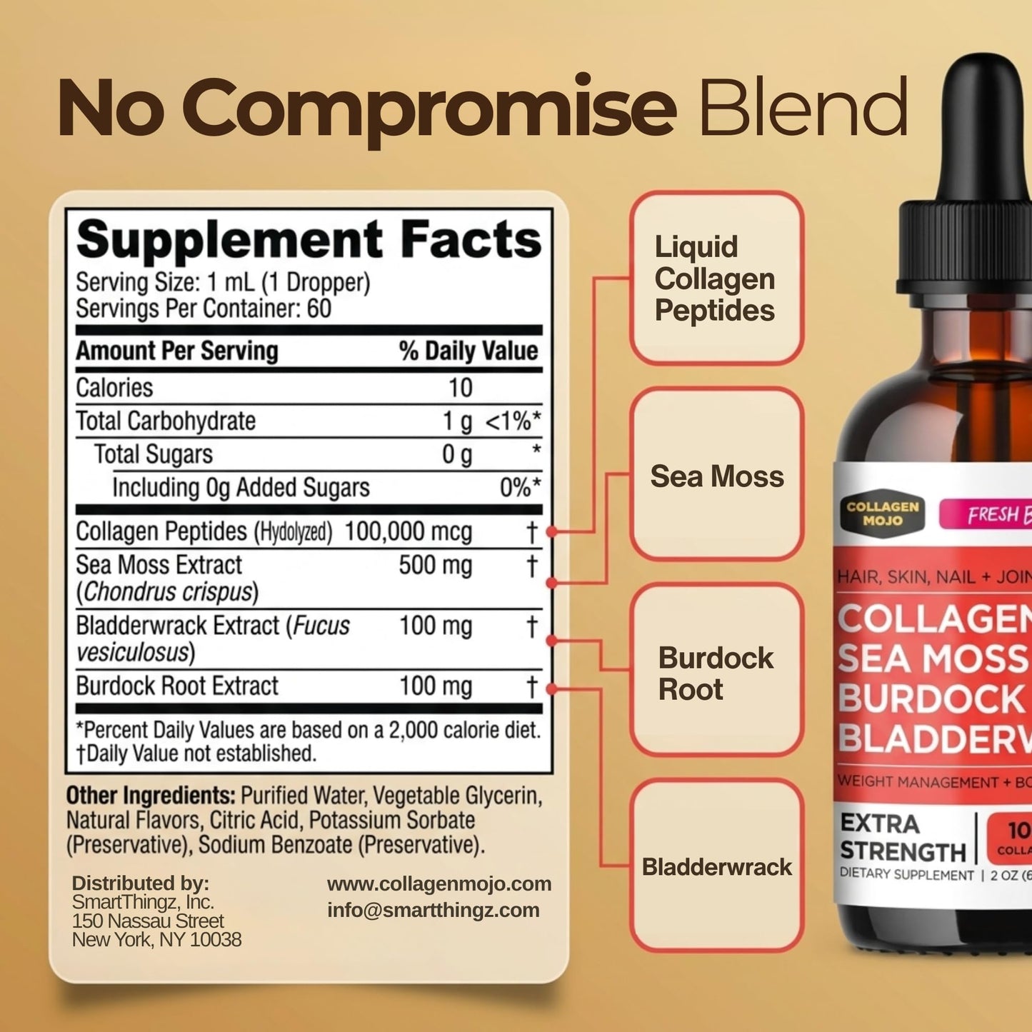 Collagen Mojo - Liquid Collagen with Irish Sea Moss for Women & Men - Collagen Peptides Drops with Burdock Root & Bladderwrack - Hair, Skin, Nails, Joint & Weight Management - 100,000mcg, 2 Oz Collagen Mojo buy supplements Au