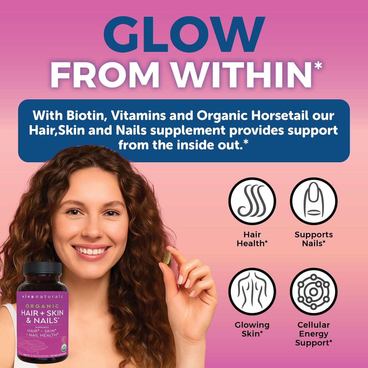 Biotin 5000 mcg Hair Skin Nails Vitamins for Women – Organic and Vegetarian-Friendly Supplement with Vitamin E, B-Vitamins, Spirulina Viva NaturalsBuy Supplements Australia