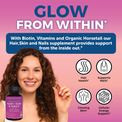 Biotin 5000 mcg Hair Skin Nails Vitamins for Women – Organic and Vegetarian-Friendly Supplement with Vitamin E, B-Vitamins, Spirulina Viva NaturalsBuy Supplements Australia