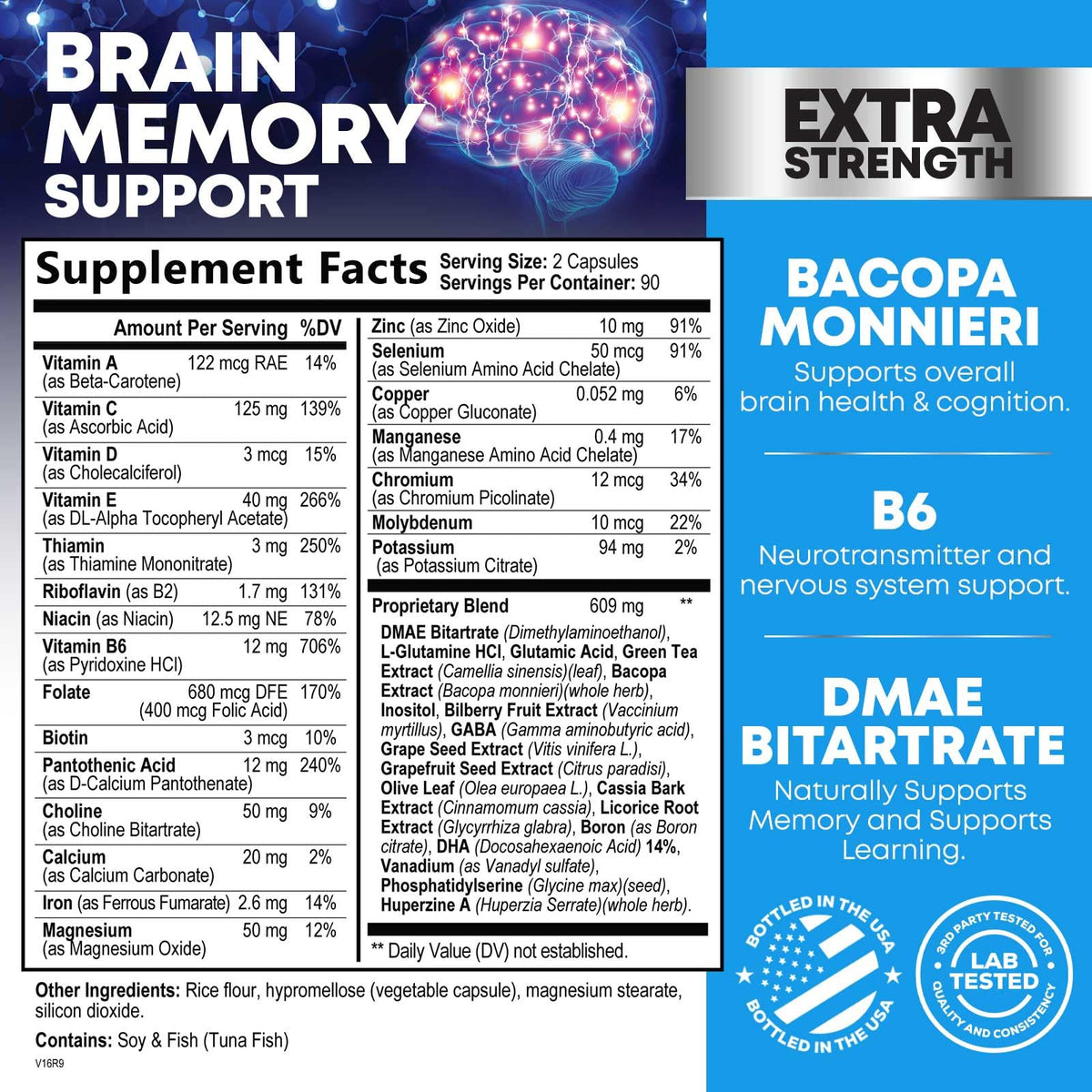Brain Memory Supplement Pills - 3X Strength Nootropics for Concentration, Clarity & Focus Support - Brain Health Cognitive Vitamins with Bacopa, Phosphatidylserine & DMAE, Brain Booster - 180 Capsules Nature's NutritionBuy Supplements Australia