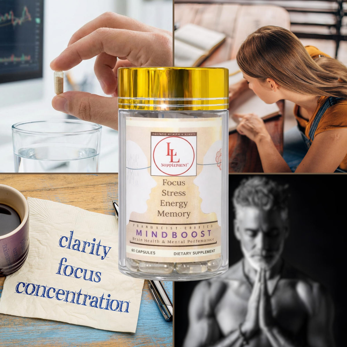 LL Supplement MindBoost Nootropic Brain & Focus Supplement – Lion’s Mane, B Vitamins & Alpha Lipoic Acid – Pharmacist Formulated – Gold Cap Edition – 60 Capsules L & L SupplementBuy Supplements Australia