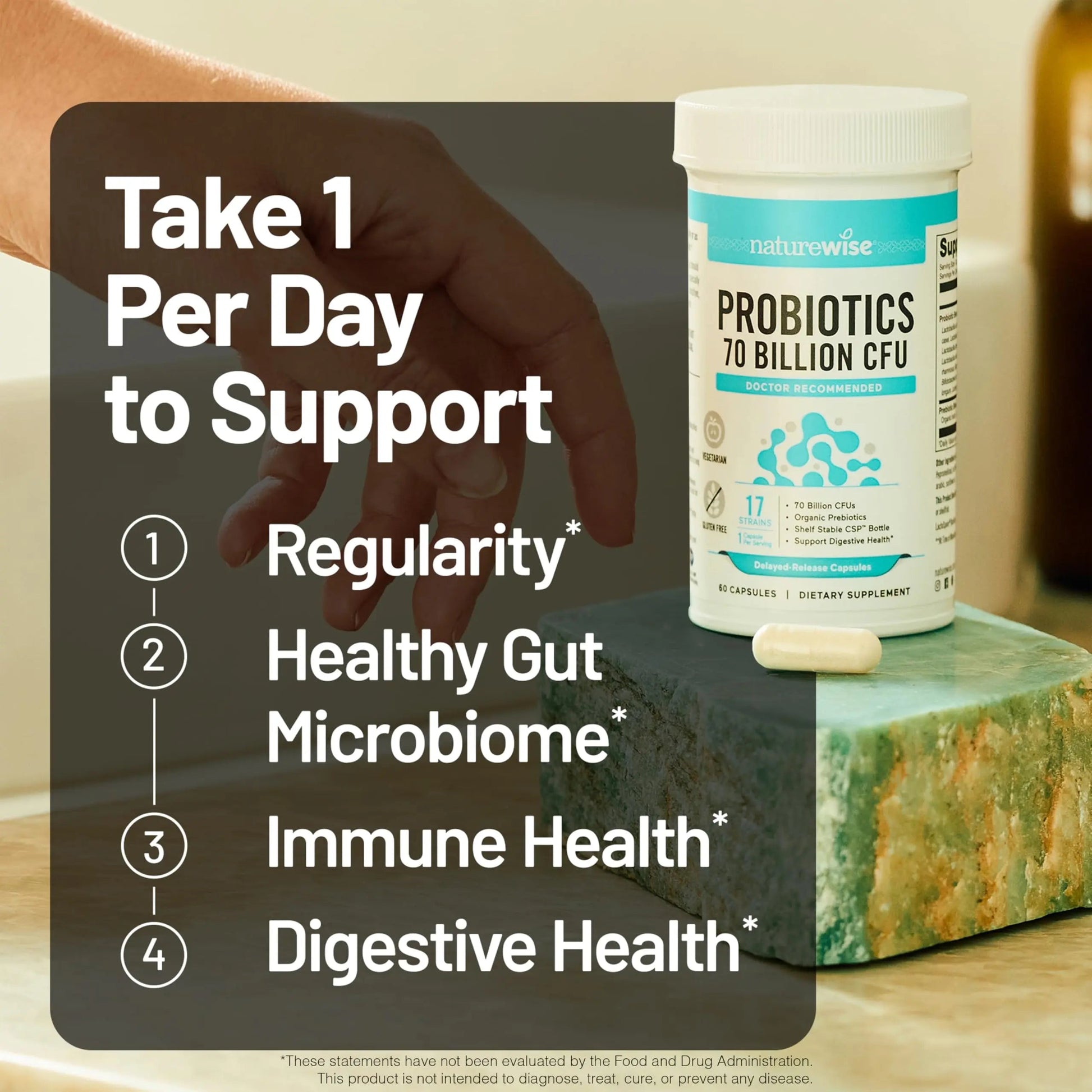 NatureWise Probiotics 70 Billion CFU - 17 Strains + Organic Prebiotics - Immune, Digestive & Gut Health Support for Women & Men - Vegetarian, Gluten-Free, Non-GMO - 30 Capsules[1-Month Supply] NatureWiseBuy Supplements Australia