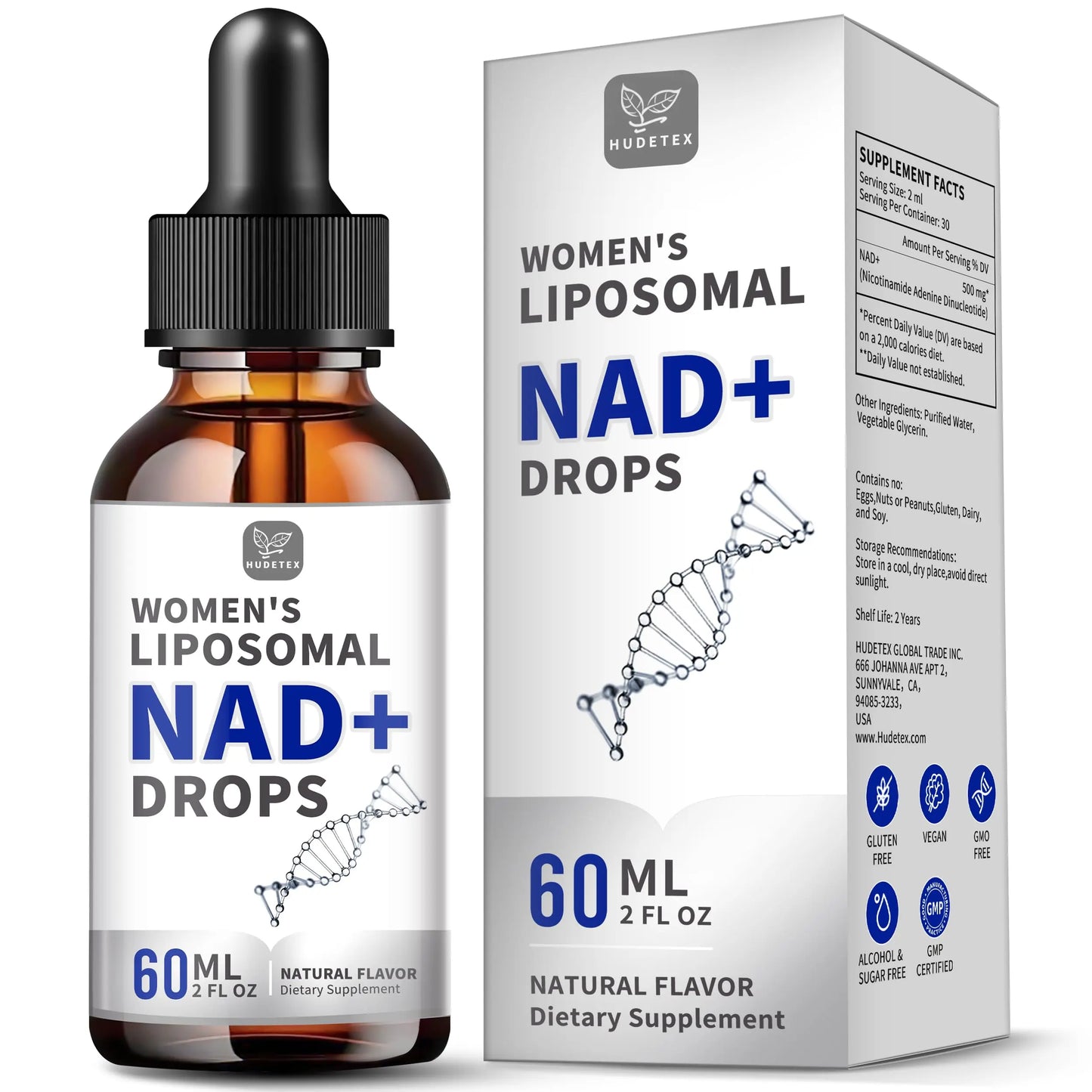 Women's NAD Liquid Supplement, Pure 500mg Liposomal NAD - Cell Regeneration，Energy Support, Vegan,Sugar Free，Additives Free HudetexBuy Supplements Australia