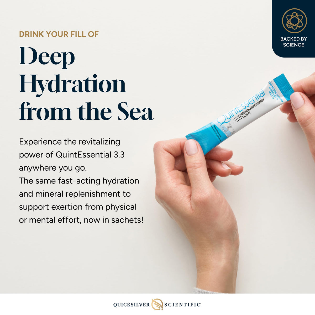 Quicksilver Scientific Quintessential 3.3 Sachets - Hypertonic Solution - Filtered Sea Water Hydration Packets - Liquid Minerals for Muscle Recovery, Stamina + Mineral Replenishment (30 Count) Quicksilver ScientificBuy Supplements Australia