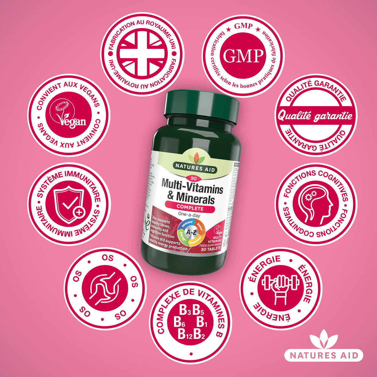 Natures Aid Multivitamins and Minerals, 90 Count (Pack of 1), (Packing may vary) natures aidBuy Supplements Australia