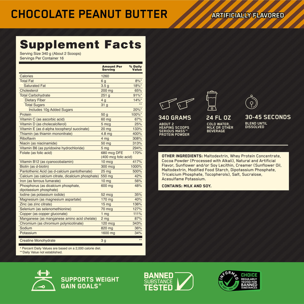 Optimum Nutrition Serious Mass, Weight Gainer Protein Powder for Muscle Gain, Added Optimum NutritionBuy Supplements Australia