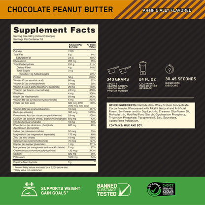 Optimum Nutrition Serious Mass, Weight Gainer Protein Powder for Muscle Gain, Added Optimum NutritionBuy Supplements Australia