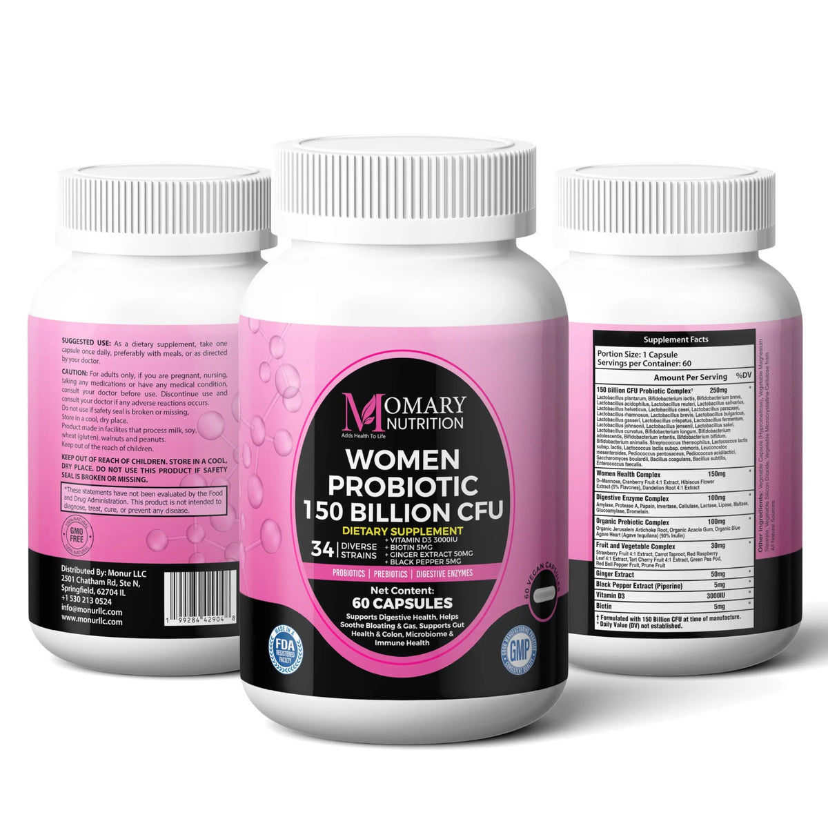 9-in-1 Bio Cultures Complex for Women – 150 Billion CFU Probiotics with 34 Diverse Strains, Organic Prebiotics, Postbiotics, Digestive Enzymes & Biotin – Supports Digestive Balance & Gut Microbiome MOMARY NUTRITIONBuy Supplements Australia