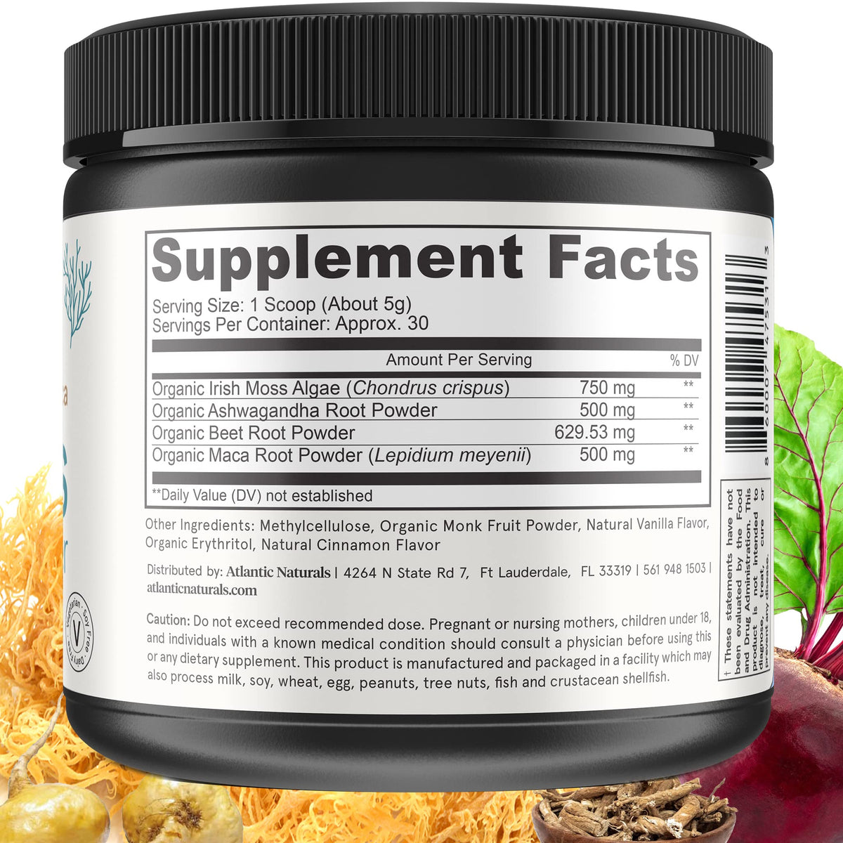Organic Sea Moss Superfood Powder with Ashwagandha, Beet Root, and Maca Atlantic NaturalsBuy Supplements Australia