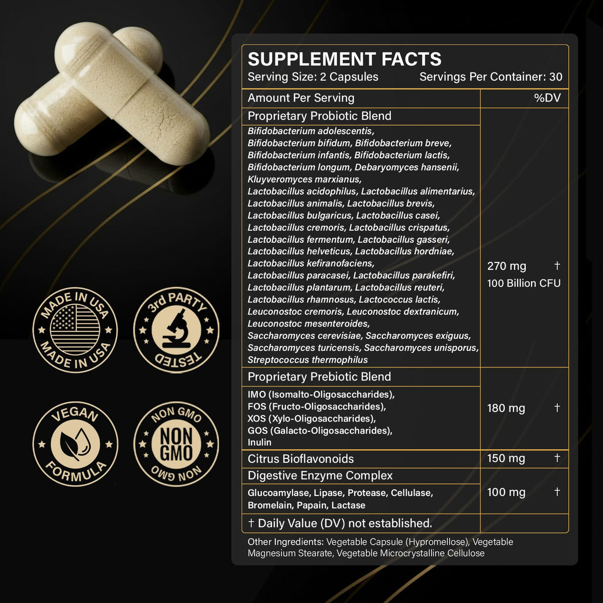 Probiotics with Prebiotics for Men and Women - 35 Strains Probiotics 100 Billion CFU for Gut & Digestive Health, Vegan Acidophilus Probiotic Supplement