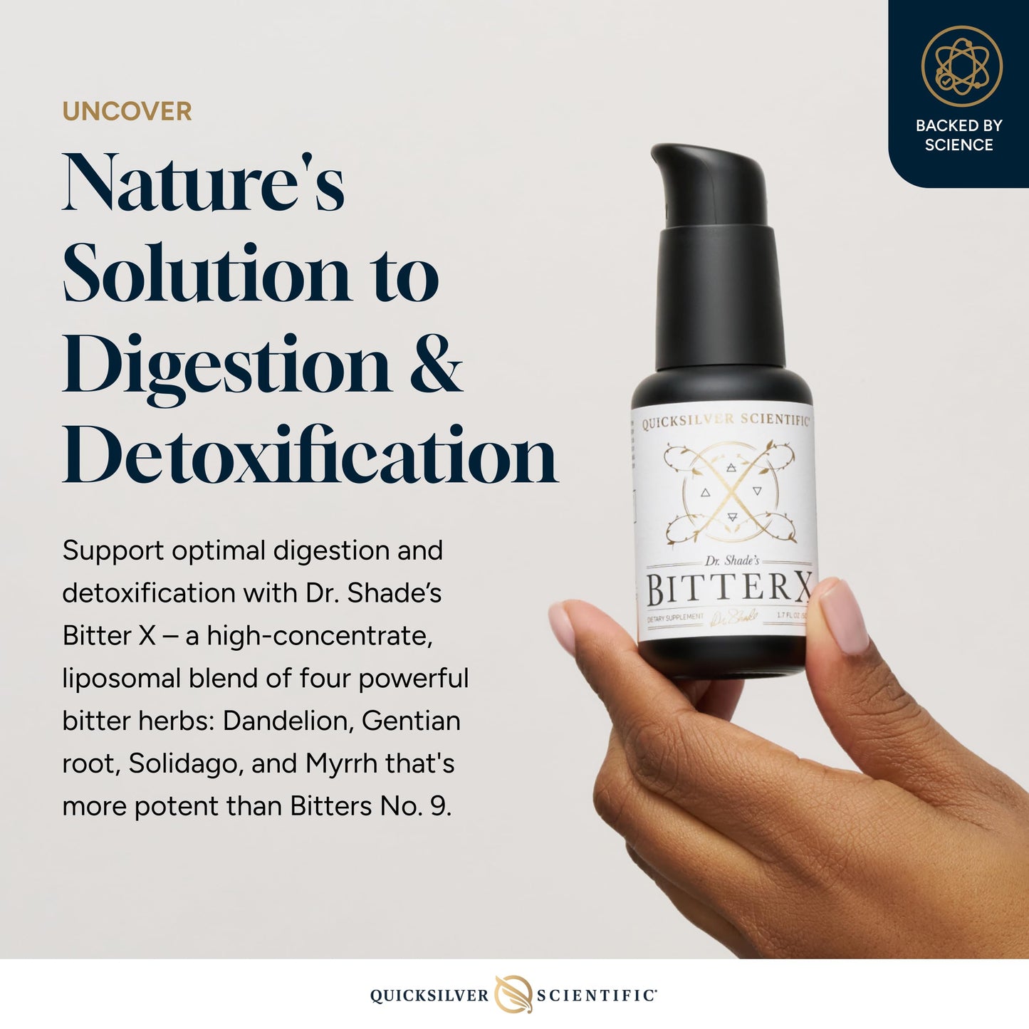Quicksilver Scientific Dr. Shade's BitterX - Highly Concentrated Bitters for Digestion - Fast Acting Digestive Support & Liver Supplement with Dandelion Root, Gentian Root, Solidago & Myrrh (50ml) Quicksilver ScientificBuy Supplements Australia