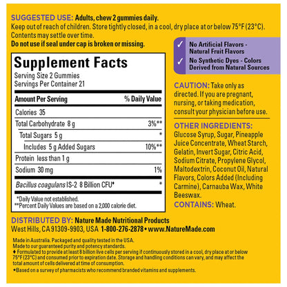 Nature Made Probiotics Extra Strength Dosage, Probiotics for Women and Men 8 Billion CFU per 2 Gummies, 42 Probiotic Gummies, 21 Day Supply Nature Made buy supplements Au