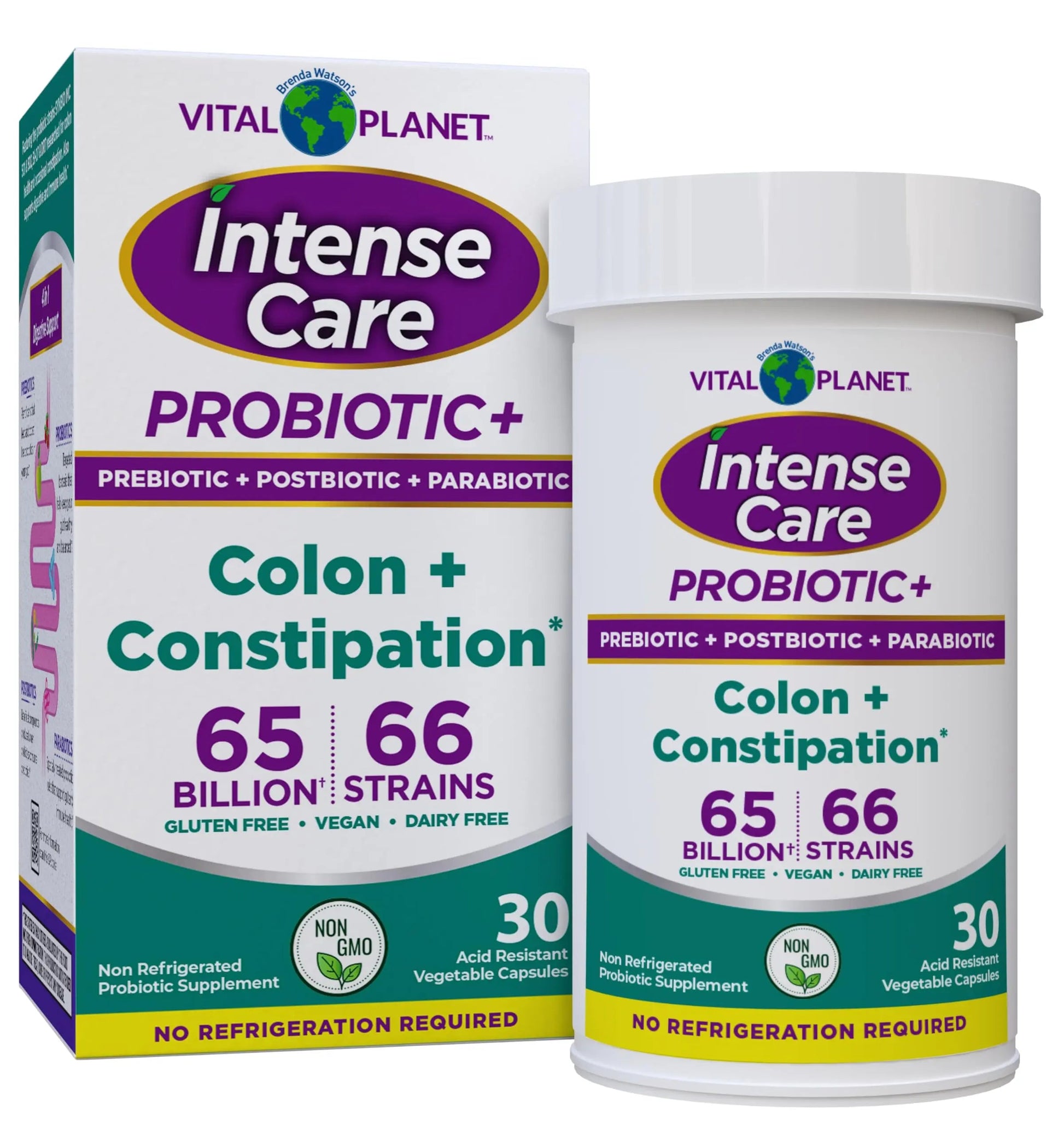 Vital Planet - Intense Care Colon & Constipation Probiotics Plus Organic Prebiotics, Postbiotics, Parabiotics, Complete 4-in-1 Health Supplement for Adults, 65 Billion CFU, 66 Strains, 30 ct Vital PlanetBuy Supplements Australia