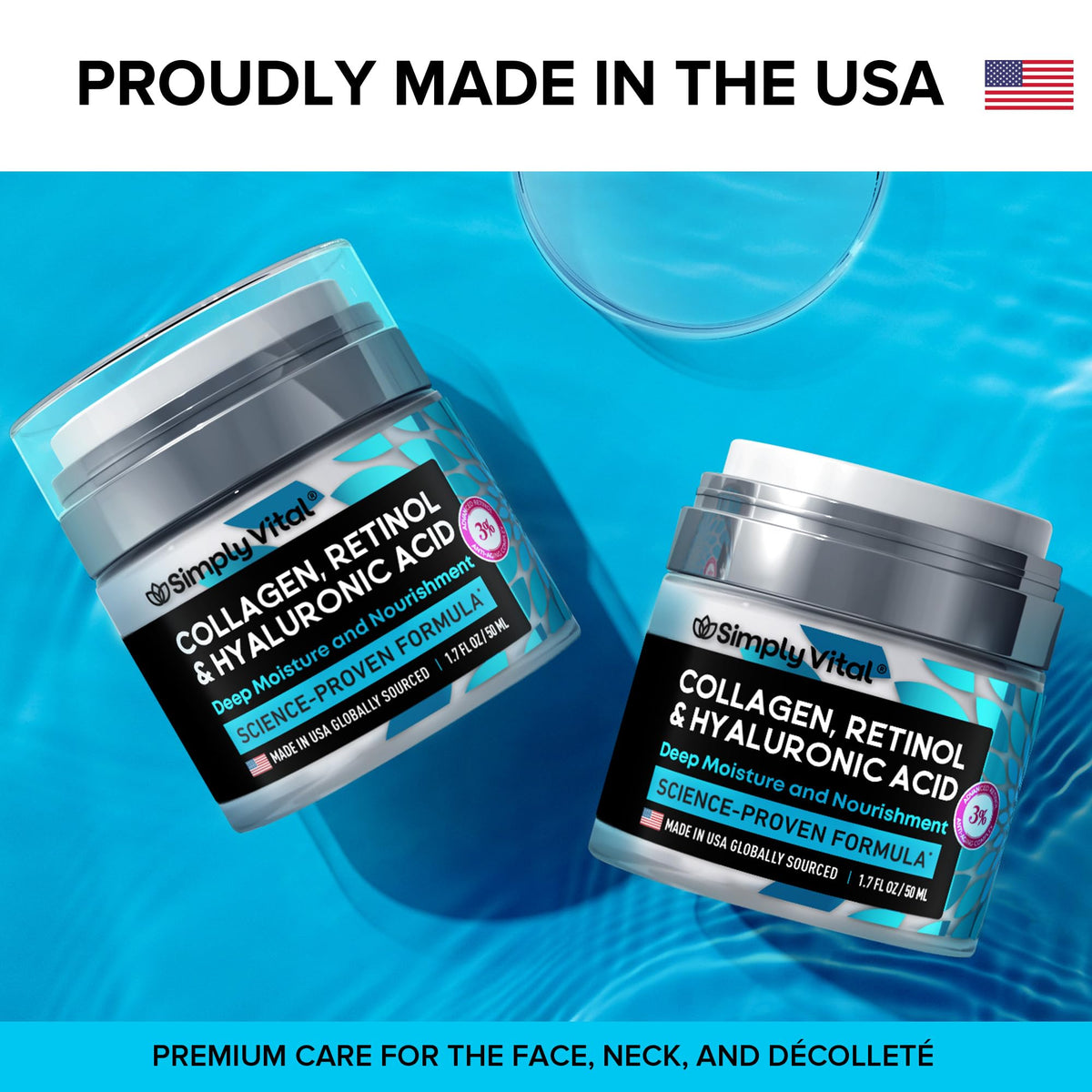Anti-Aging Face Moisturizer with Retinol, Collagen & Hyaluronic Acid - Made in USA