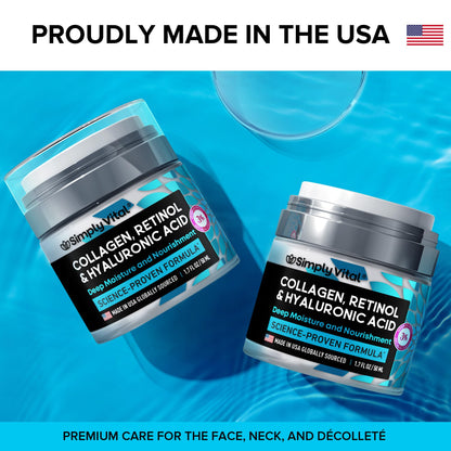 Anti-Aging Face Moisturizer with Retinol, Collagen & Hyaluronic Acid - Made in USA