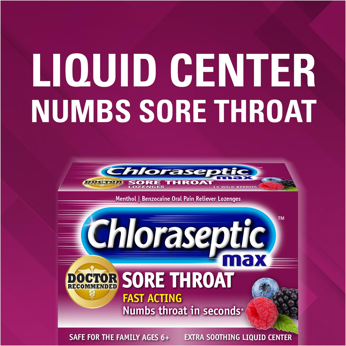 Chloraseptic Max Strength Sore Throat Relief Lozenges, Wild Berry, Drops with Liquid Center to Numb Sore Throat, 15 Count Chloraseptic buy supplements Au