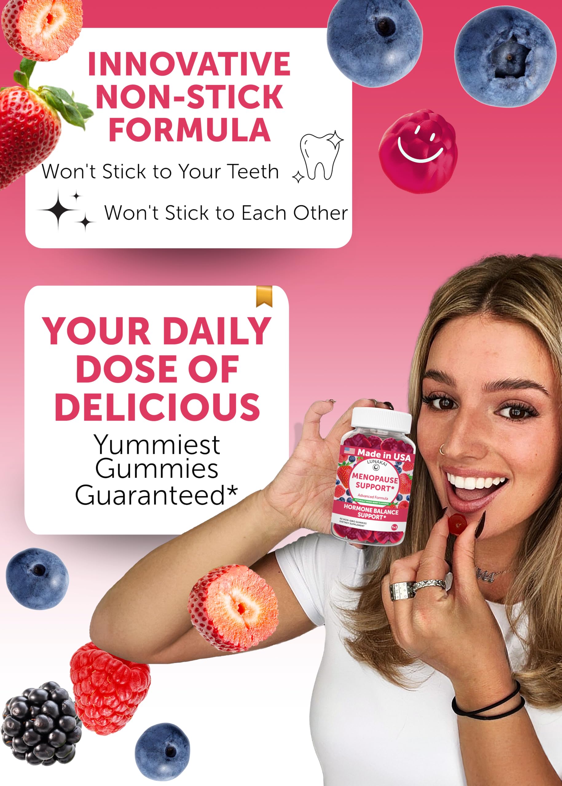 LUNAKAI USA Made Menopause Relief Gummies – Natural Menopause Supplements for Women with Black Cohosh & L-Theanine – Daily Support for Hot Flashes, Night Sweats & Hormonal Balance, 60ct LunakaiBuy Supplements Australia