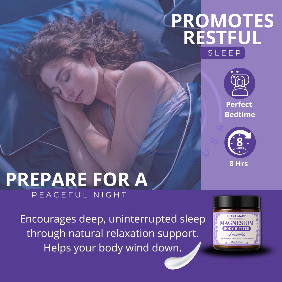 Nighttime Magnesium Cream for Pain, Nerve & Leg Cramps - Magnesium Body Butter for Sleep with Shea Butter, Jojoba Oil, Coconut Extract & Dandelion - Lavender Magnesium Lotion for Kids - 4.23oz ULTRA MARYBuy Supplements Australia