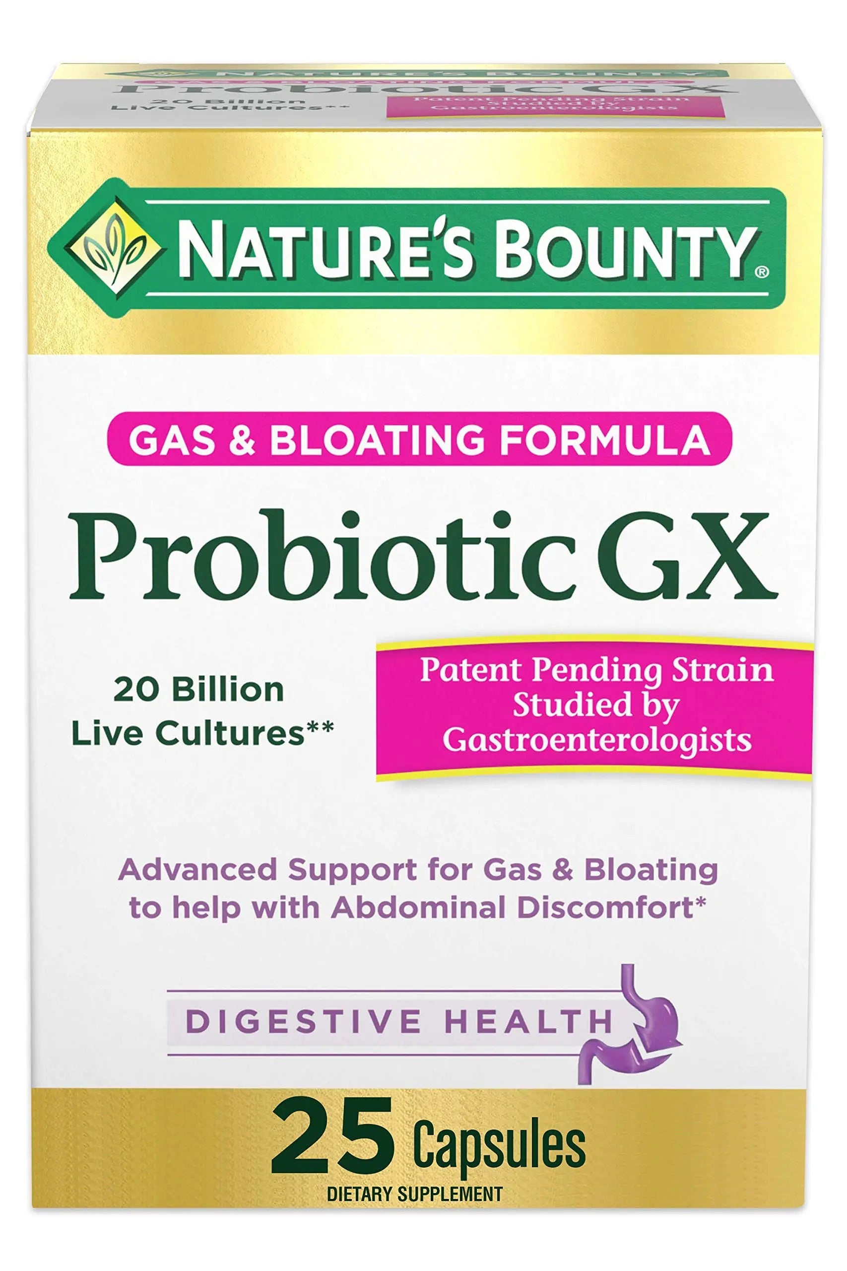 Nature's Bounty Probiotic GX, Helps with Occasional Gas and Bloating, Dietary Supplement, Digestive Health, 25 Capsules Nature's BountyBuy Supplements Australia