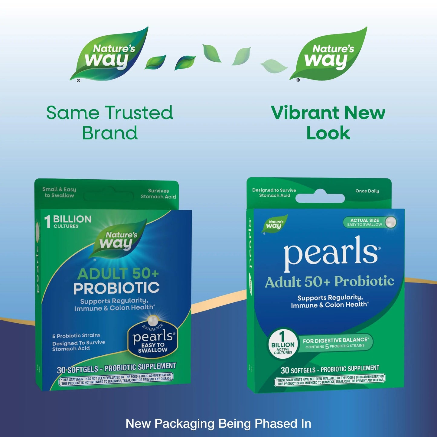 Nature's Way Pearls Adult 50+ Probiotic, Probiotics for Digestive Health* Supports Regularity, Immune & Colon Health*, 1 Billion Cultures, No Refrigeration Needed, 30 Softgels Nature's WayBuy Supplements Australia