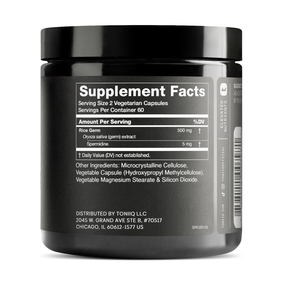 Toniiq Ultra Concentrated 500mg Spermidine Supplements for Men and Women - Non-Synthetic Spermidine Standardized to No Less Than 1% - 5mg per Serving Rice Germ Extract Toniiq buy supplements Au