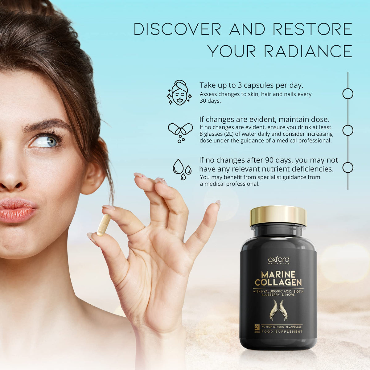 Advanced Marine Collagen Capsules | 1735mg Superfood & Vitamin Boosted Complex for Glowing Hair, Skin & Nails Oxford OrganicsBuy Supplements Australia