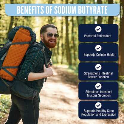 LongJuvity Sodium Butyrate Supplement (300mg) - Optimal Gut Health for Men & Women - Digestion Support & Leaky Gut Repair - Postbiotic Short Chain Fatty Acid, Lab Tested (120 Extended Release Caps) LongJuvity LabsBuy Supplements Australia