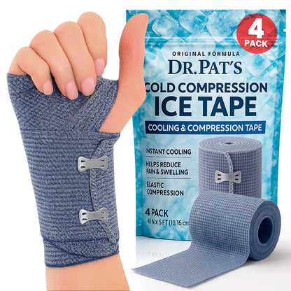 Dr Pat's Ice Tape (4 Pack) - Cooling Bandage Wrap Athletic Tape - Compression Instant Cold Compress Wrap with Menthol - Elastic, Athletic for Sore Muscles, Pain Relief Now, Swelling, Recovery, Sports Dr. Pat's buy supplements Au