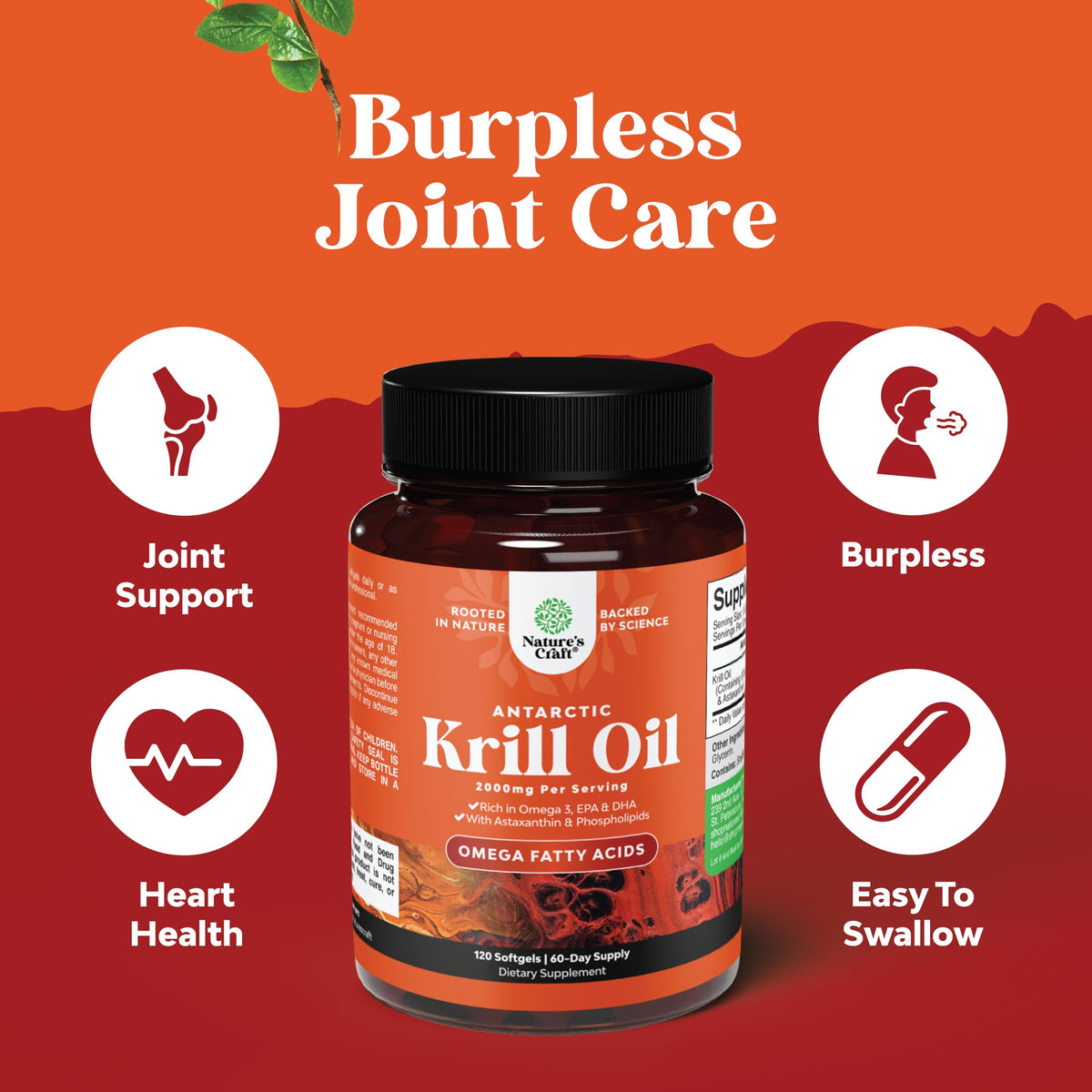 Antarctic Krill Oil 2000mg Softgels Per Serving - Omega 3 Krill Oil Supplement Natures CraftBuy Supplements Australia
