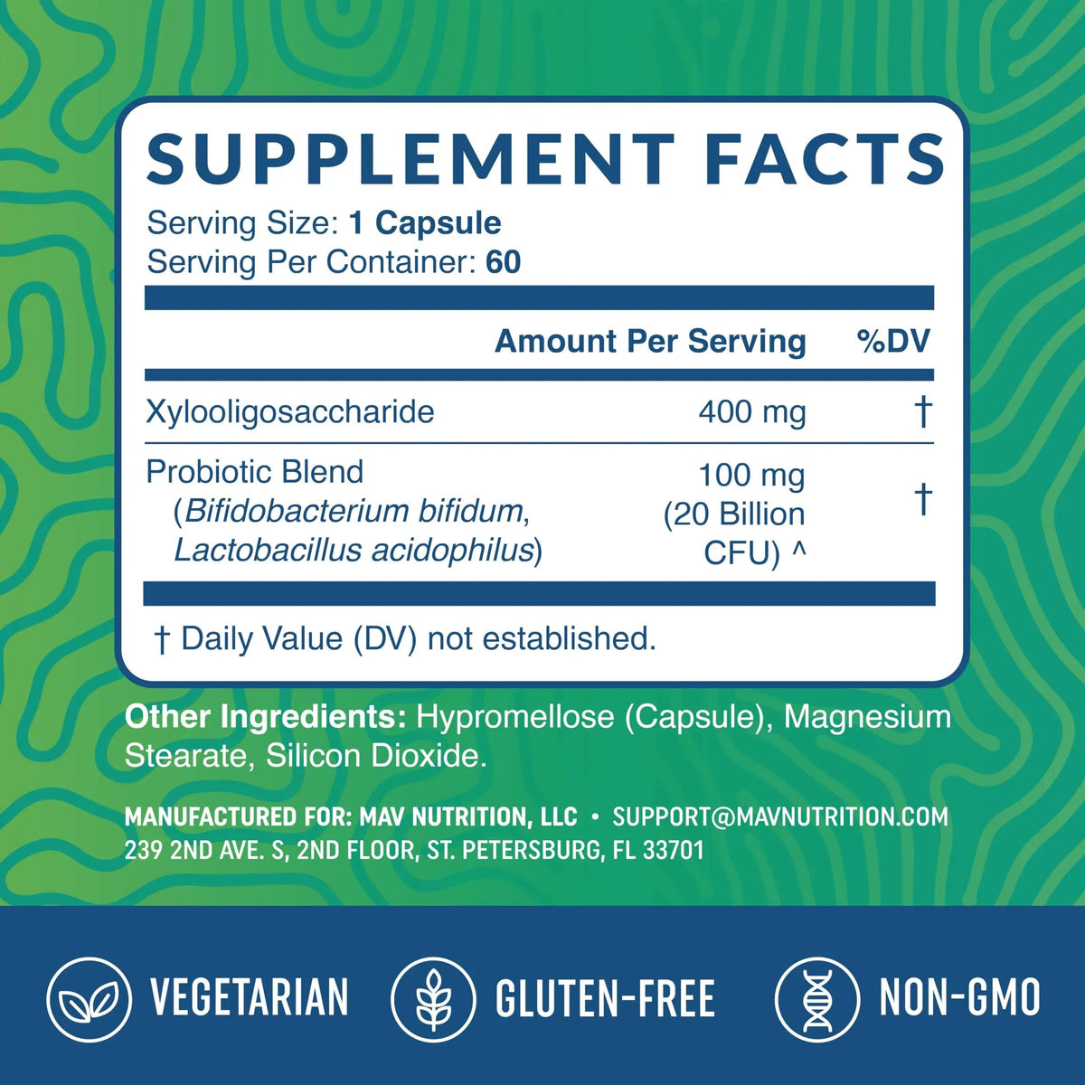Prebiotics and Probiotics for Women & Men | Pre and Probiotics for Gut Health & Bloating Relief | Synbiotic with 20 Billion CFU Lactobacillus & Bifidobacterium | Shelf-Stable | Vegetarian | 60 Ct. MAV NUTRITIONBuy Supplements Australia