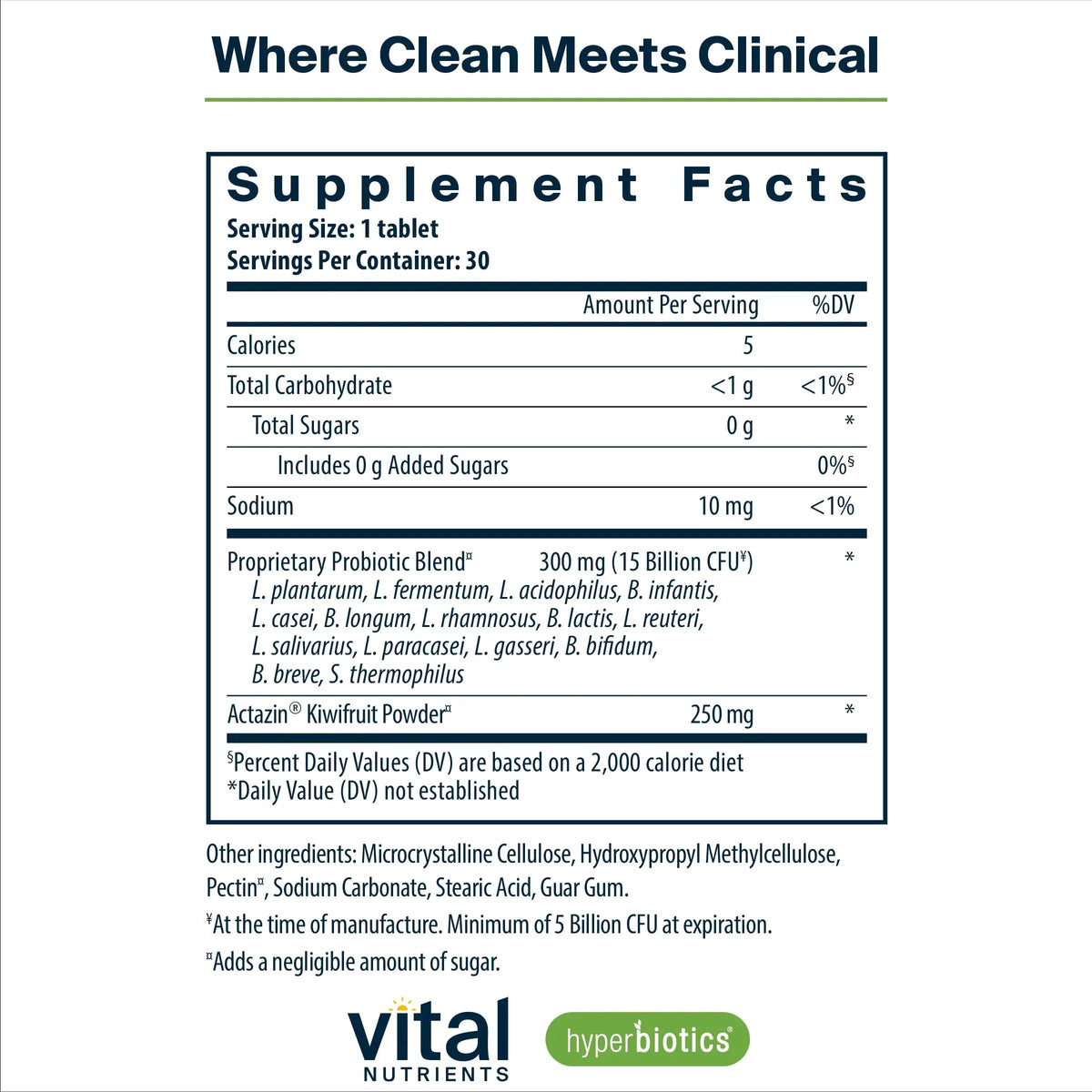 Hyperbiotics Vital Nutrients Pro-15 Advanced Probiotics for Women and Men | 15 Strains + Kiwifruit | Clinically Studied Daily Probiotics for Digestive Health, Gas, & Bloating | 30 Vegan Tablets HyperbioticsBuy Supplements Australia
