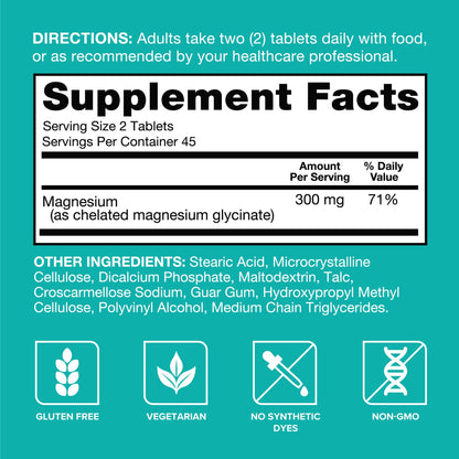 Qunol Magnesium Glycinate 300mg, 100% Glycinate Chelated Magnesium Supplement, 90ct Tablets QunolBuy Supplements Australia