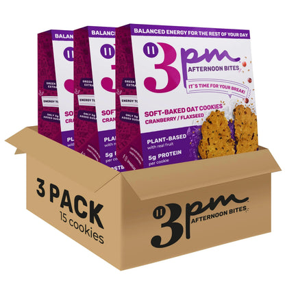 3PM Afternoon Bites Cranberry Flaxseed Cookies with Postbiotics, 5g of Protein, 15 Cookies 3PM AFTERNOON BITESBuy Supplements Australia