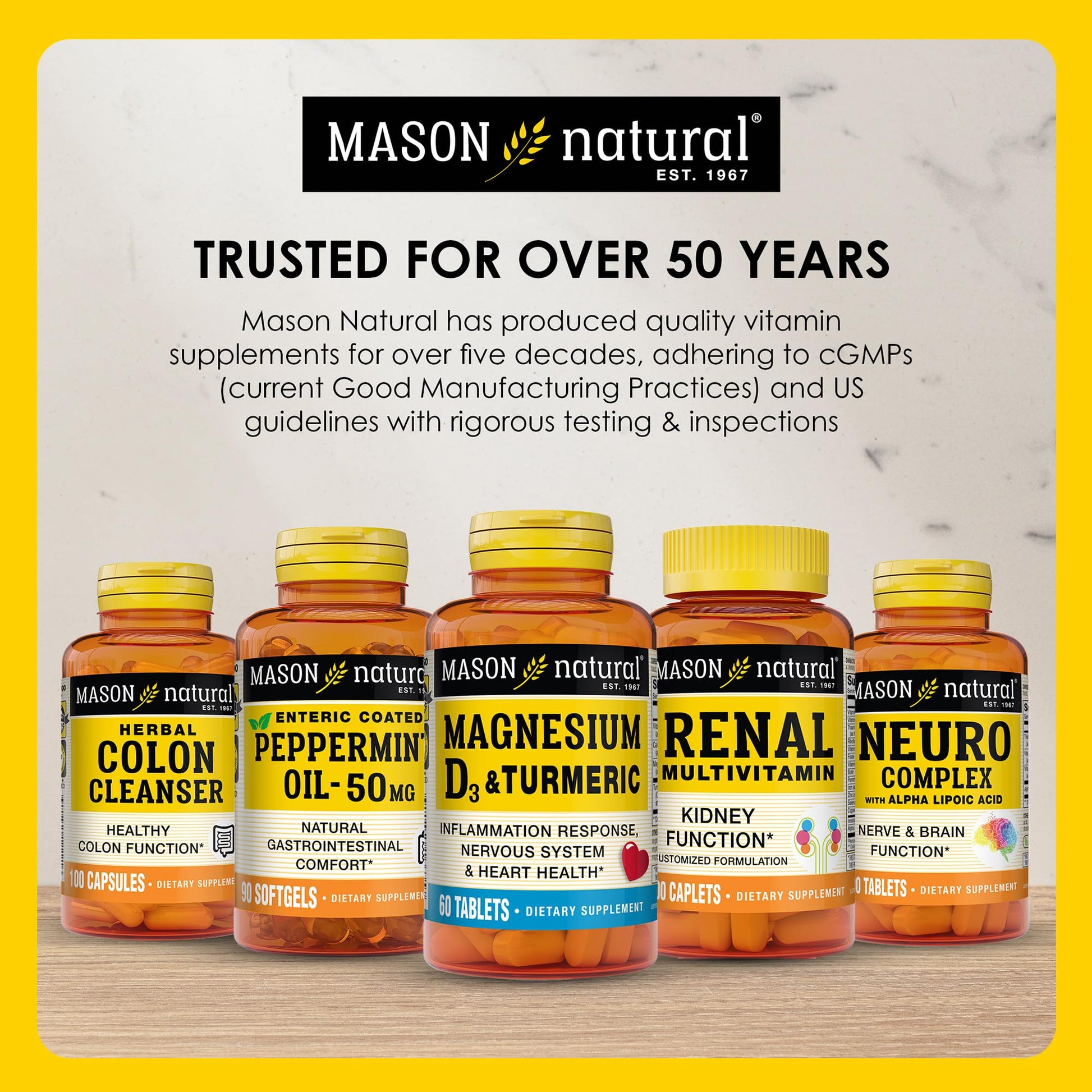 MASON NATURAL Mini Multi Vitamins with Iron, Vitamins A, C, D, E, B1, B2, B3, B6, B12, Folate and Calcium for Overall Health MASON NATURALBuy Supplements Australia