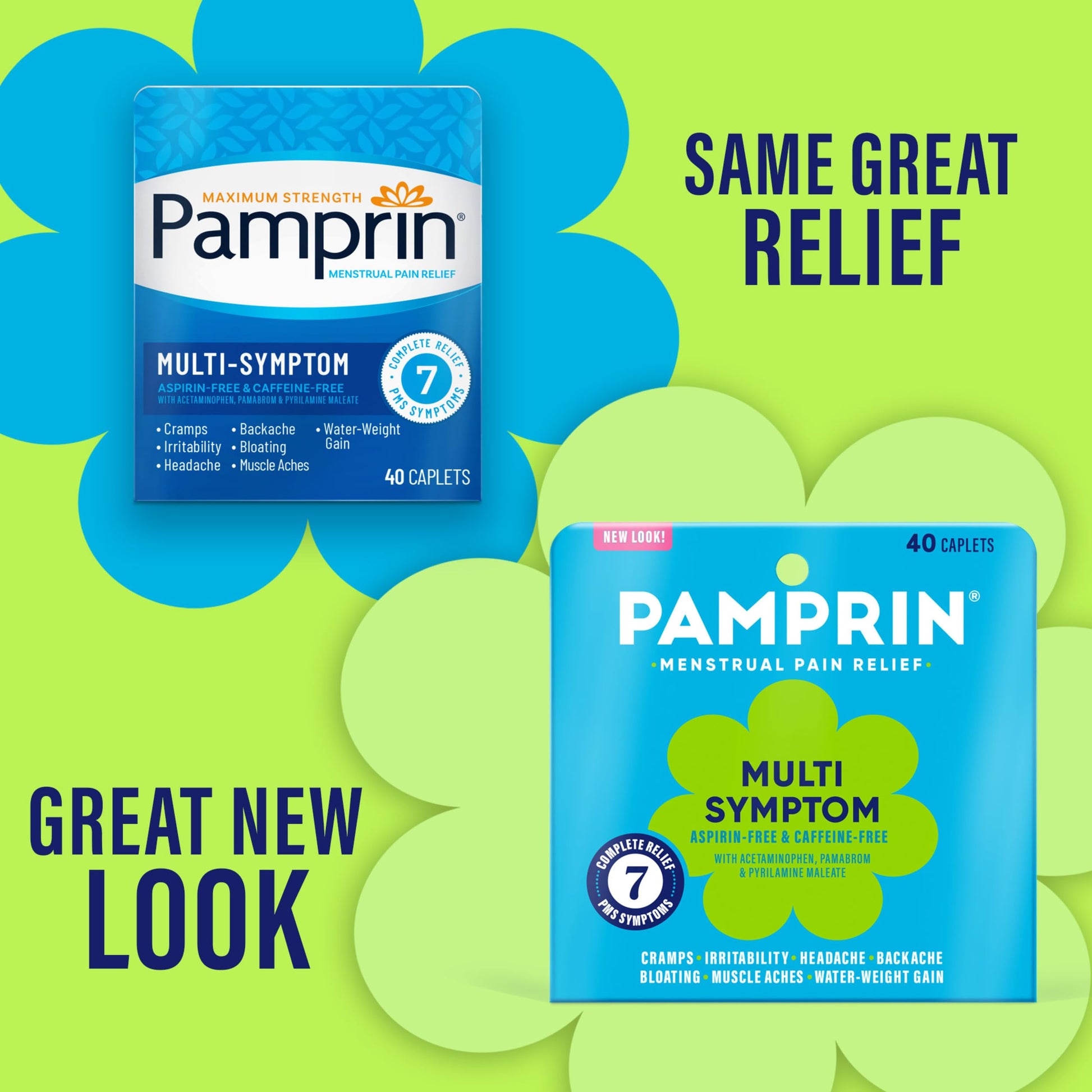 Pamprin Multi-Symptom Formula, with Acetaminophen, Menstrual Period Symptoms Relief including Cramps, Pain, Bloating, and Irritability 40 Caplets PamprinBuy Supplements Australia
