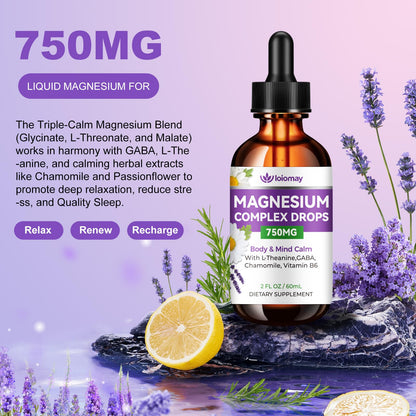 Magnesium Glycinate Liquid Drops for Women & Men, Triple Calm Magnesium Complex Supplement with L-Threonate, Malate, L-Theanine for Kids Adults Calm, Sleep & Mood, Sugar-Free, Natural Flavor, 2 fl oz loiomayBuy Supplements Australia