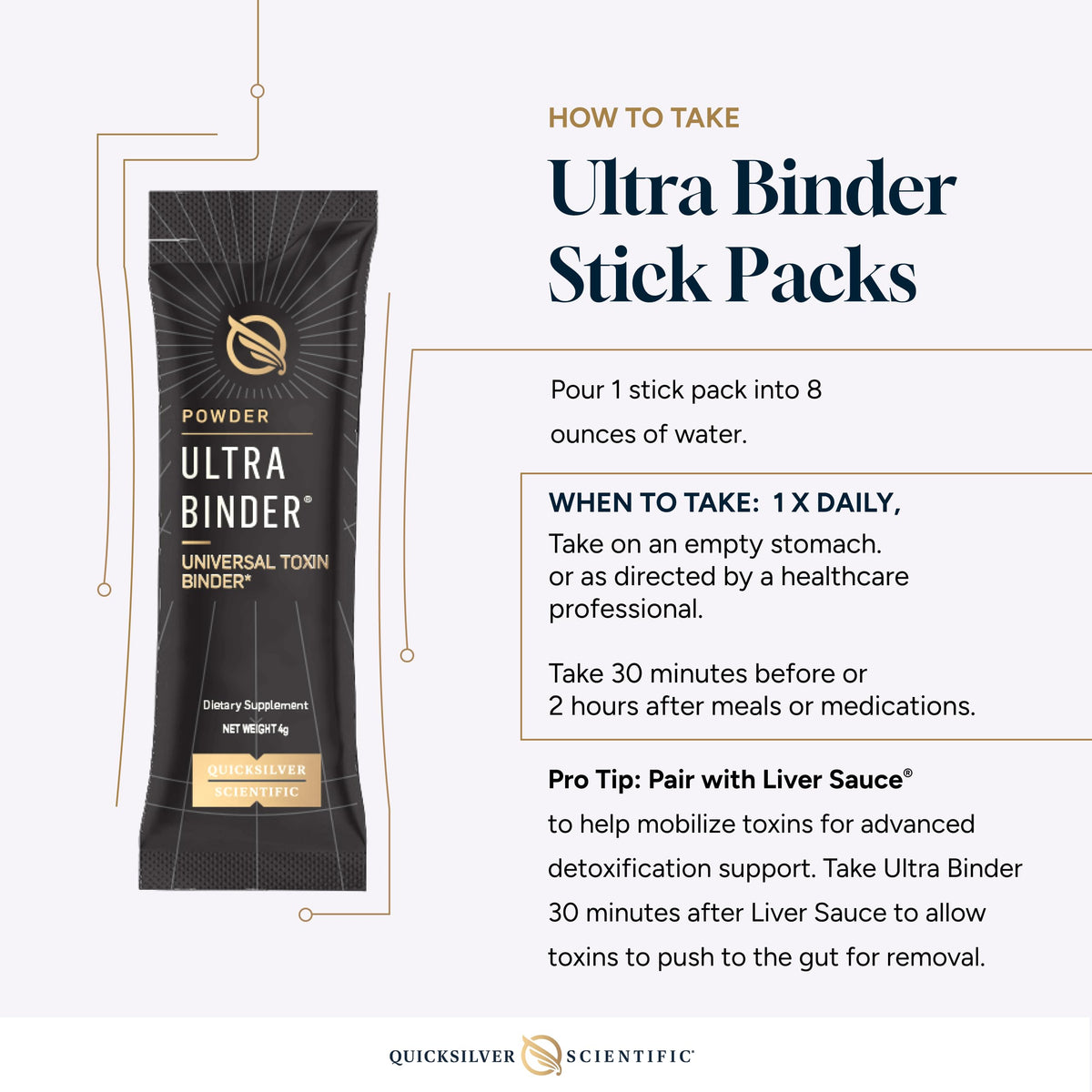 Quicksilver Scientific Ultra Binder Stick Packets - Multi Binder with Bentonite Clay Powder, Zeolite Detox & Charcoal - Supplement for Gut Support & The Body's Toxin Removal Process (20 Sticks) Quicksilver ScientificBuy Supplements Australia