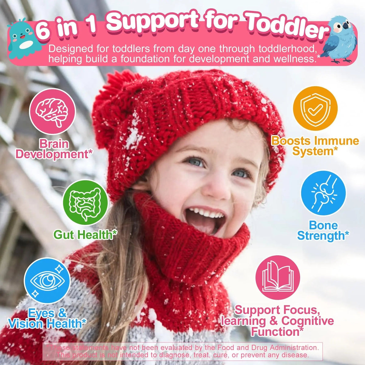 Organic Toddler Multivitamin Gummies + Omega-3 (DHA/EPA), Postbiotics | kids 2+ multivitamin | Vitamins A C D3 Methyl B12 Folate Zinc EnvyCure
