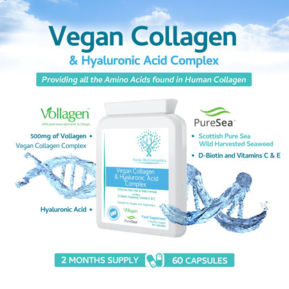 Vegan Collagen & Hyaluronic Acid Complex - 60 Capsules - Effective Skin, Hair & Nails Formula with 500mg swiss bioenergeticsBuy Supplements Australia