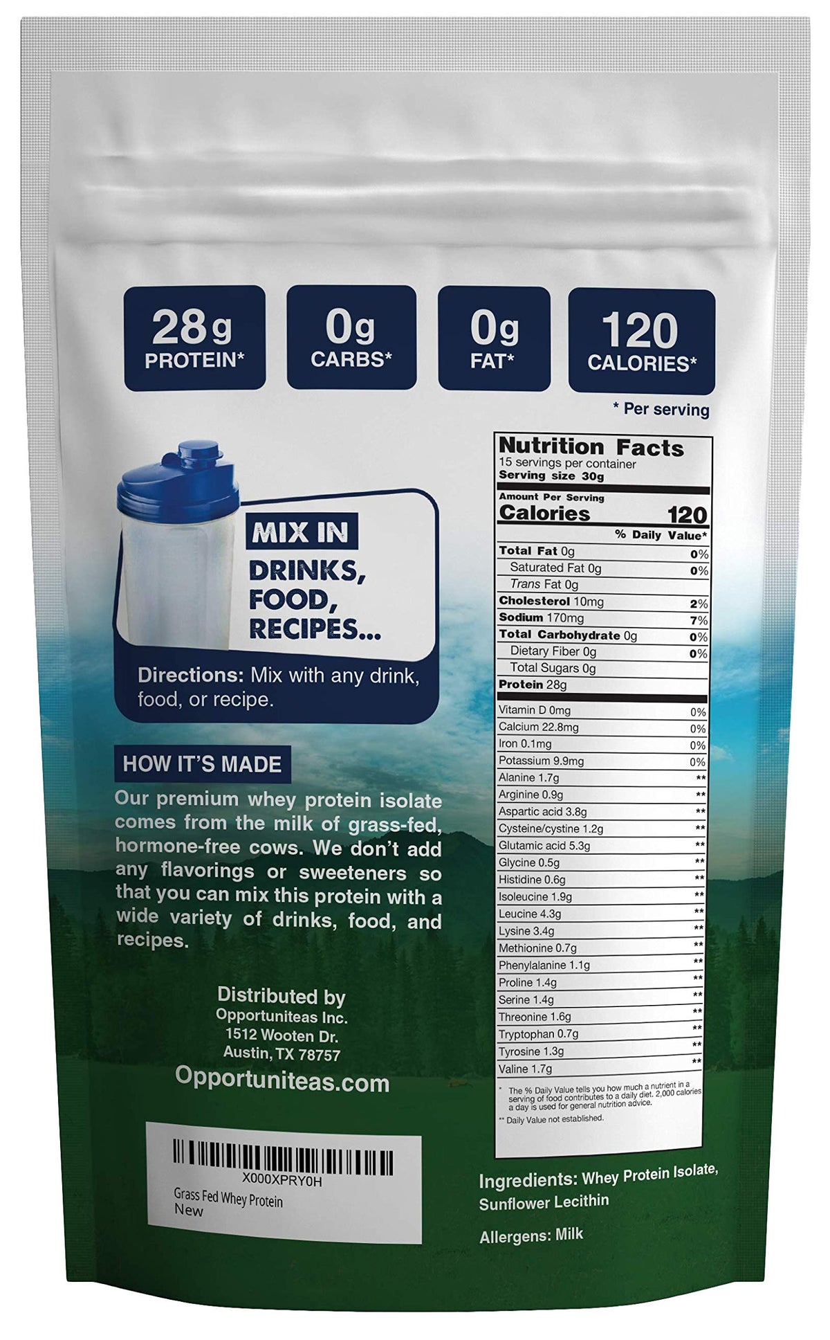 Opportuniteas Grass Fed Whey Protein Isolate Powder - Unflavored Whey Protein Isolate OpportuniteasBuy Supplements Australia