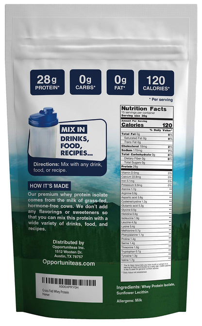 Opportuniteas Grass Fed Whey Protein Isolate Powder - Unflavored Whey Protein Isolate OpportuniteasBuy Supplements Australia